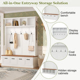 Hall Tree With Storage Bench Mudroom Coat Rack With 6 Hooks