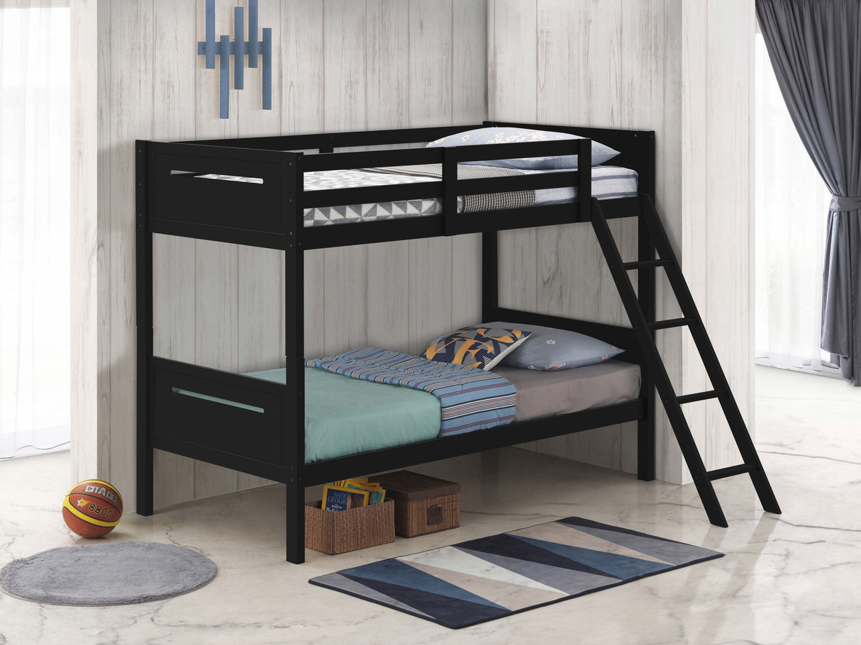 Littleton Wood Twin Over Twin Bunk Bed, Black