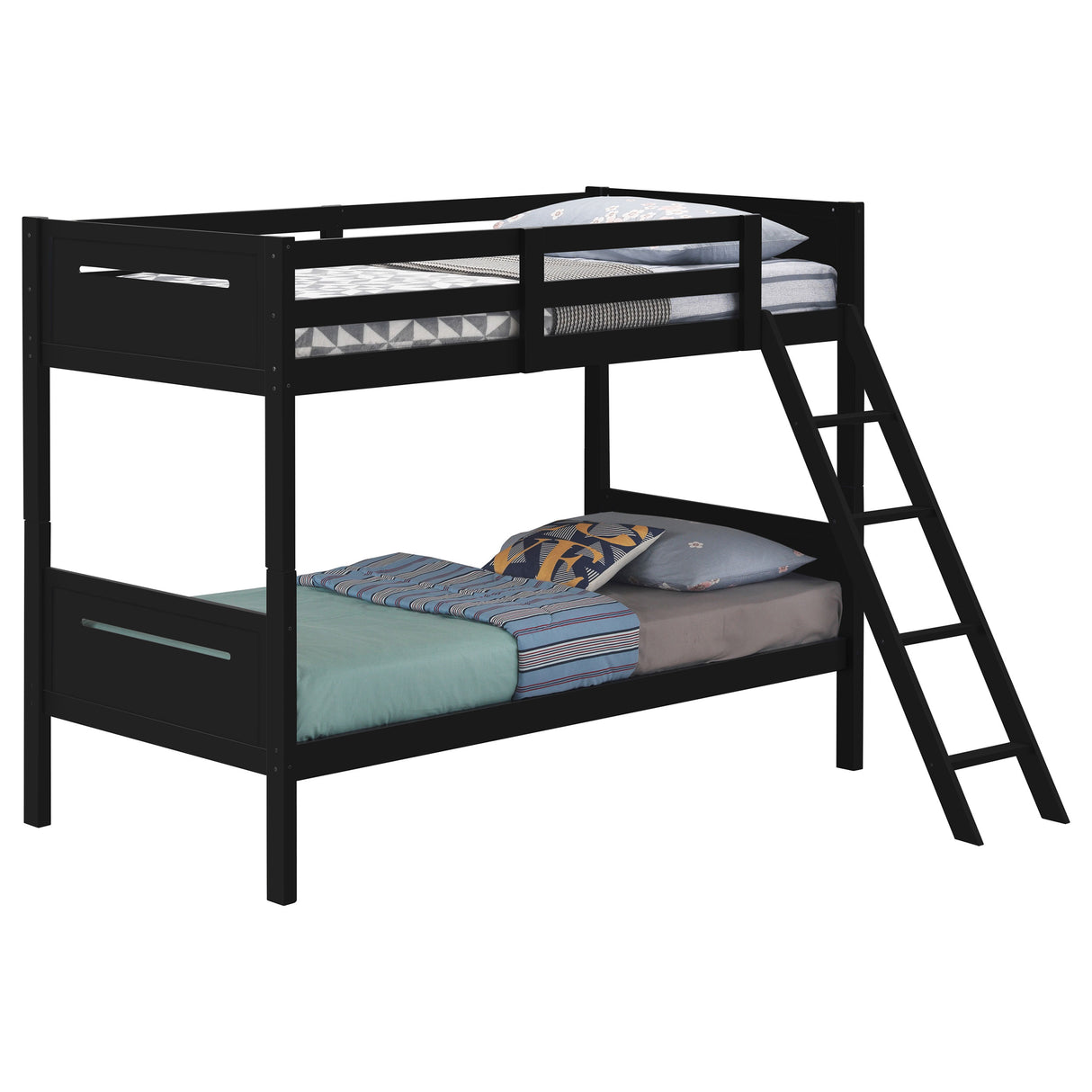 Littleton Wood Twin Over Twin Bunk Bed, Black