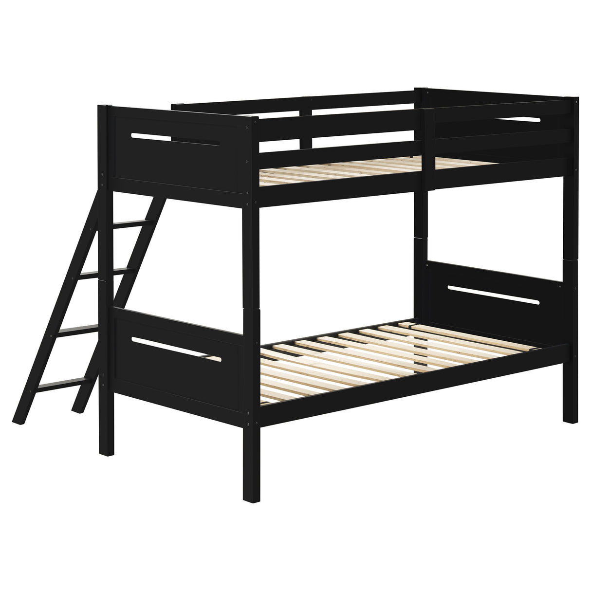 Littleton Wood Twin Over Twin Bunk Bed, Black