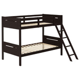 Littleton Wood Twin Over Twin Bunk Bed, Espresso