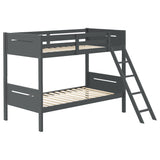 Littleton Wood Twin Over Twin Bunk Bed in Grey
