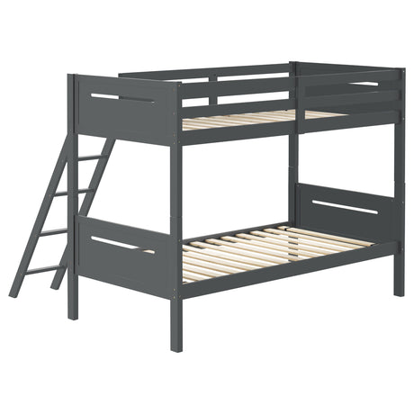 Littleton Wood Twin Over Twin Bunk Bed in Grey