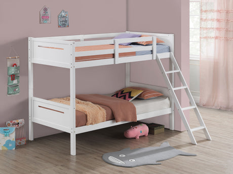 Littleton Wood Twin Over Twin Bunk Bed, White