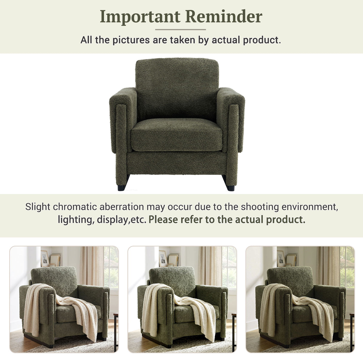 Upholstered Accent Armchair With Square Arm