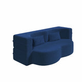 Modern Floor Sofa, With 2 Pillows, Convertible Teddy Fabric Foam Filled Bed