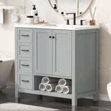 Bathroom Vanity With Sink Top, Bathroom Vanity Cabinet With 2 Doors And 2 Drawers, Open Shelf
