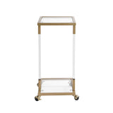 Glass Top C Shape Square Table With Metal Base For Living Room