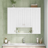 Bathroom Cabinet With 5 Adjustable Shelves, Soft Closing Hinges, Open Shelving Design - White