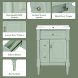 Freestanding Bathroom Vanity With Sink, Adjustable Shelf & Flip Drawer