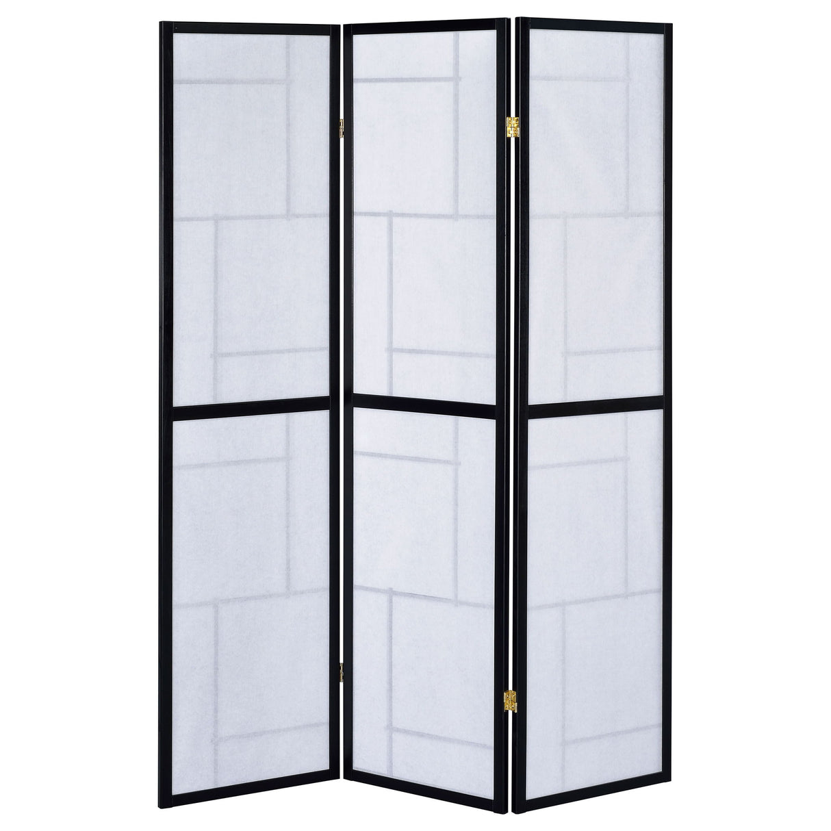 Reese - 3 Panel Room Divider Folding Shoji Screen With Accents - Beige / White