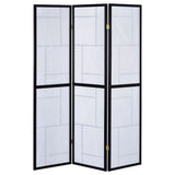 Reese - 3 Panel Room Divider Folding Shoji Screen With Accents - Beige / White