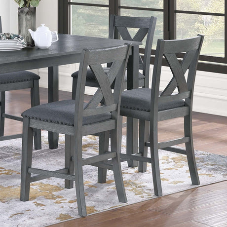 7 Piece Dining Room Furniture, Counter Height Table And 6 Chairs Set - Gray
