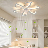 Flower Ceiling Fan With LED Dimmable Light, Flush Mount Ceiling Fan With Remote Control, Low Profile Design, 6 Speeds, Timing Function