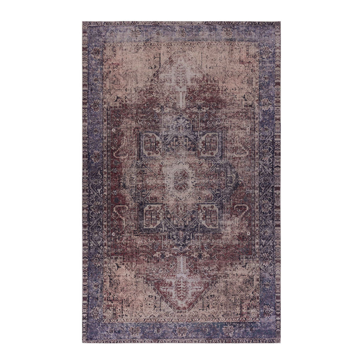 Maval - 6' X 9' Washable Area Rug - Burgundy