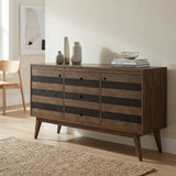 Sideboard Buffet Cabinet Storage Credenza Solid Wood 60x32in Dark Brown