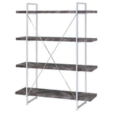 Herringbone - Bookcase With Full Length Shelf - Gray
