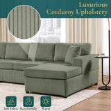 Oversized Sectional U-Shaped Sofa With Chaise Lounge And Three Soft Throw Pillows
