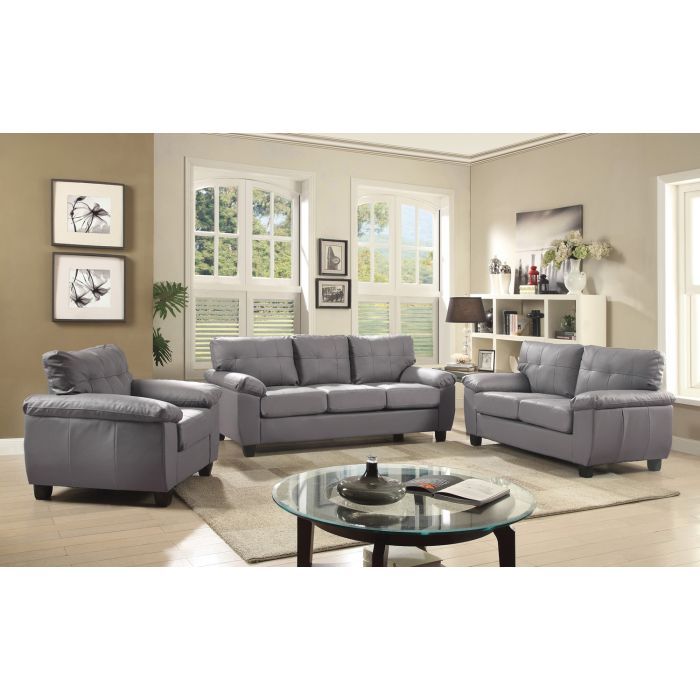 Loveseat With Padded Arms - Gray