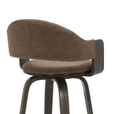 Daxton - Swivel Bar Height Round Back Wood Bar Stool With Faux Leather Seat