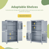 Elegant Bathroom Floor Storage Cabinet With 4 Doors, Adjustable Shelves
