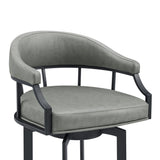 Edy - Swivel 30" Black Finish And Faux Leather Bar Stool - Gray