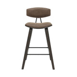 Fox - Counter Height Curved Back Wood Bar Stool With Faux Leather Seat