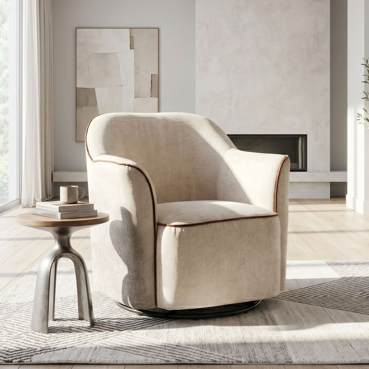360° Swivel Accent Chair With Flared Arms