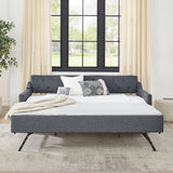 Size Upholstered Daybed With Trundle And USB Charging Armrest