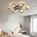 Flower Ceiling Fan With LED Dimmable Light, Flush Mount Ceiling Fan With Remote Control, Low Profile Design, 6 Speeds, Timing Function