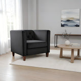 Button Tufted Accent Square Arm Upholstered Chair - Black