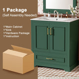 Bathroom Vanity With Sink, 1 Divided Drawer And 2 Soft Close Doors With Double Shelf