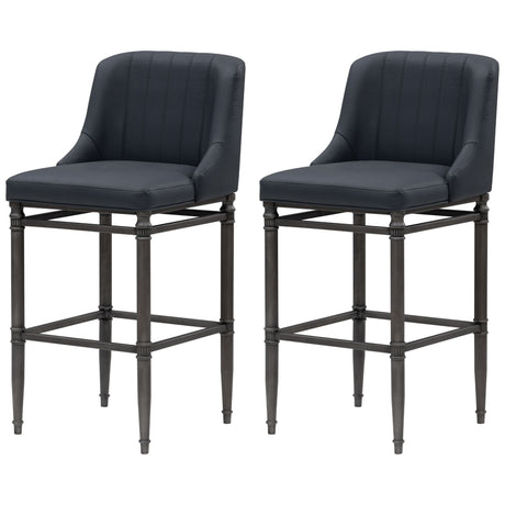 Marvin - Steel Frame Faux Leather Upholstered Bar Height Barstool