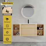 Wall Mounted Bathroom Vanity With Sink, Storage Shelves & Soft Close Door