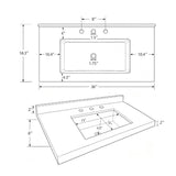 Basin Sink With 2" Thick Rim, Triple Faucet Holes, Sink Only