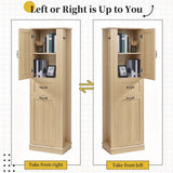 Modern Tall Storage Cabinet With Tilt-Out Compartment, Adjustable Shelves