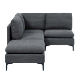 Upholstered Modular Sectional With Tall Legs, Medium Firm Seat