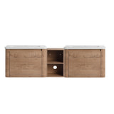 Wall Mounted Bathroom Vanity With Sink And Storage Shelves, Soft Close Doors