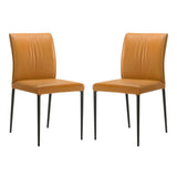 Meriam - Full Back Top Grain Leather Upholstered Metal Dining Chairs (Set of 2)