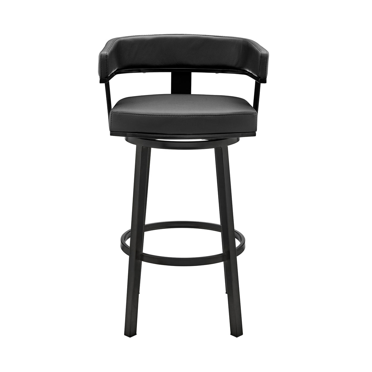 Lorin - 26" Counter Height Swivel Bar Stool - Black Finish And Faux Leather