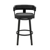 Lorin - 26" Counter Height Swivel Bar Stool - Black Finish And Faux Leather