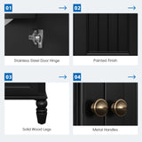 20" Bathroom Vanity With Sink Cabinet With 2 Doors, 2 Drawer, Magnetic Door Stopper, Adjustable Feet, Drop In Sink - Black