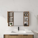 39.4" Wall Mounted Bathroom Cabinet With Storage And - Imitative Oak