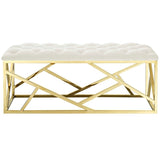 42 Inch Captivating Tufted Velvet Bench in Gold Ivory - Benches available at Alpine Outlets in Denver