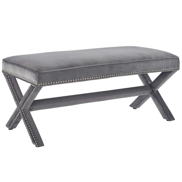 42 Inch Timeless Nailhead Performance Velvet Bench - Benches available at Alpine Outlets in Denver