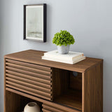 42" Mid - Century Modern Three - Tier Display Storage Cabinet in Walnut - Bookcases available at Alpine Outlets in Denver