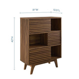 42" Mid - Century Modern Three - Tier Display Storage Cabinet in Walnut - Bookcases available at Alpine Outlets in Denver