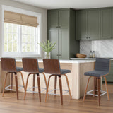Vienna - Modern Counter Height Swivel Bar Stool - Walnut Finished Wood Frame