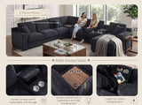 Celine - Fabric Corner Sectional Sofa With Right-Facing Chaise, Cupholders, And Charging Ports