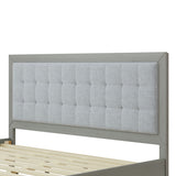Mid Century Modern Platform Bed With Upholstered Headboard